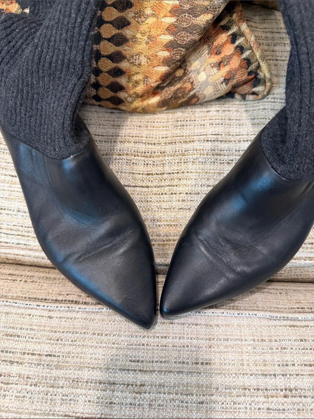 Gabriella Hearst Jimena Black Ribbed Cashmere Over-the-Knee Socks Size 9
